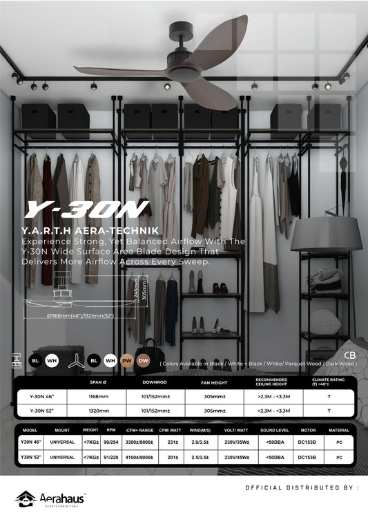 Y-30N Aerahaus Technik DC Ceiling Fan