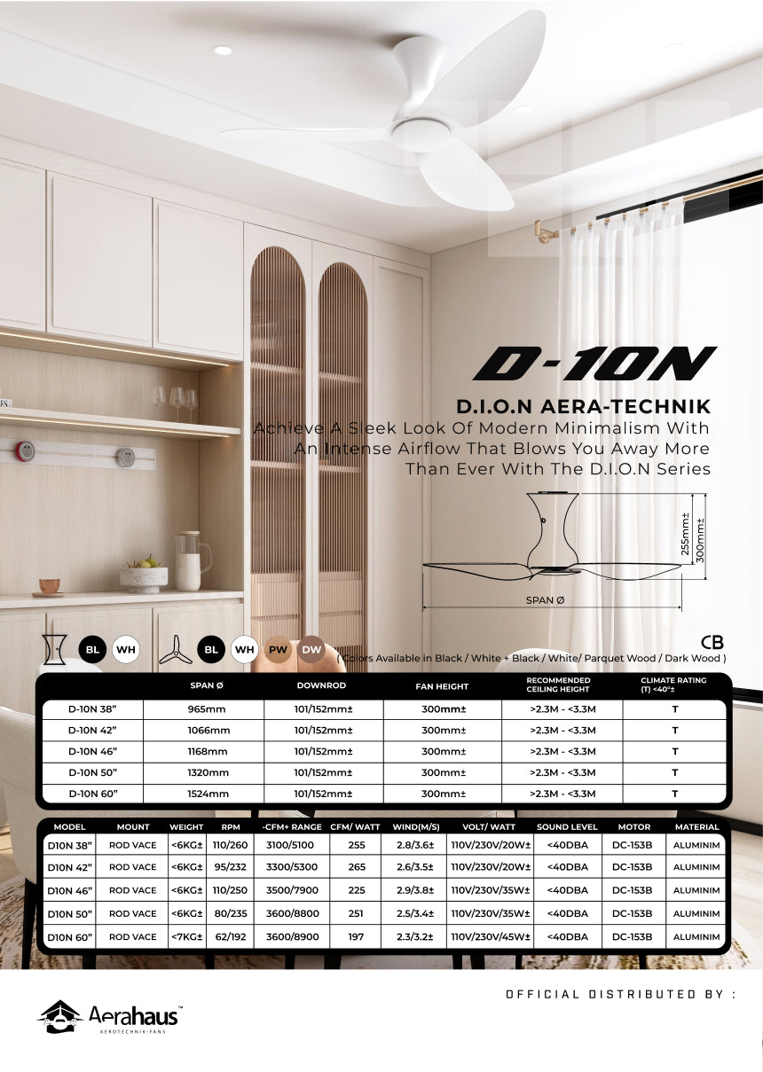 D-10N Aerahaus Technik DC Ceiling Fan